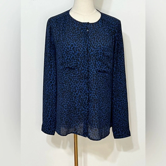LOFT Tops - ANN TAYLOR LOFT Sheer Leopard Print Button Up Blouse Top Size Small